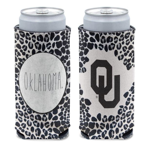 Wholesale-Oklahoma Sooners SNOW LEOPARD 12 oz Slim Can Cooler