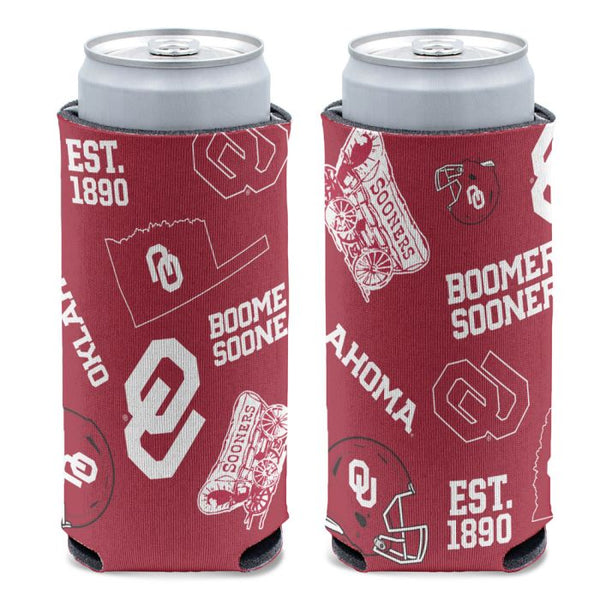 Wholesale-Oklahoma Sooners SCATTERPRINT 12 oz Slim Can Cooler