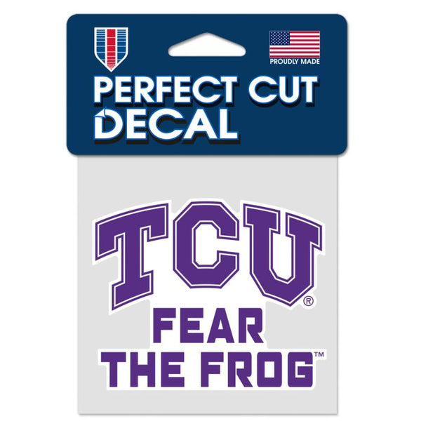 Wholesale-TCU Horned Frogs SLOGAN Perfect Cut Color Decal 4" x 4"