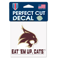 Wholesale-Texas State Bobcats SLOGAN Perfect Cut Color Decal 4" x 4"