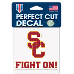 Wholesale-USC Trojans SLOGAN Perfect Cut Color Decal 4" x 4"