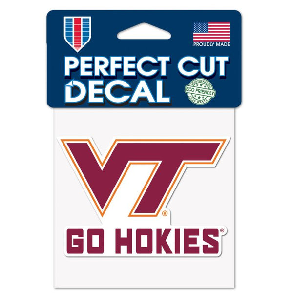 Wholesale-Virginia Tech Hokies SLOGAN Perfect Cut Color Decal 4" x 4"