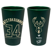 Milwaukee Bucks 16 oz Silicone Pint Glass Giannis Antetokounmpo