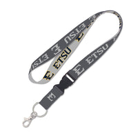East Tennessee State Buccaneers CHARCOAL Lanyard w/detachable buckle 1"