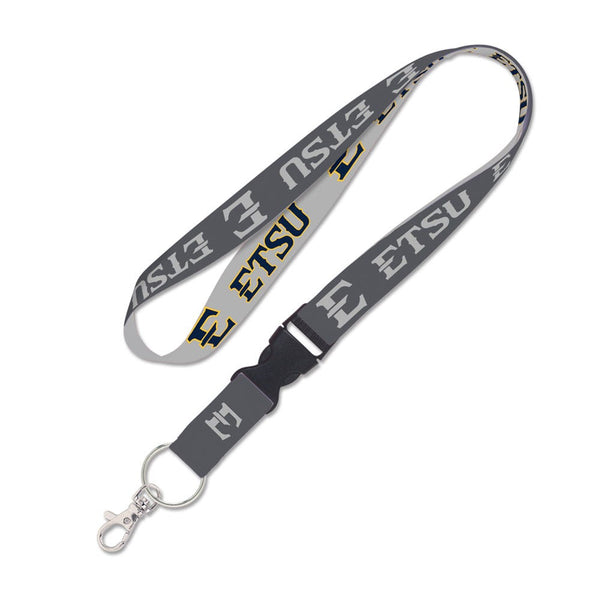 East Tennessee State Buccaneers CHARCOAL Lanyard w/detachable buckle 1"