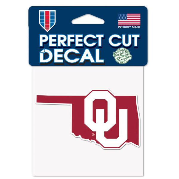 Wholesale-Oklahoma Sooners STATE SHAPE Perfect Cut Color Decal 4" x 4"