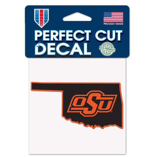 Wholesale-Oklahoma State Cowboys STATE SHAPE Perfect Cut Color Decal 4" x 4"