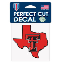 Wholesale-Texas Tech Red Raiders STATE SHAPE Perfect Cut Color Decal 4" x 4"