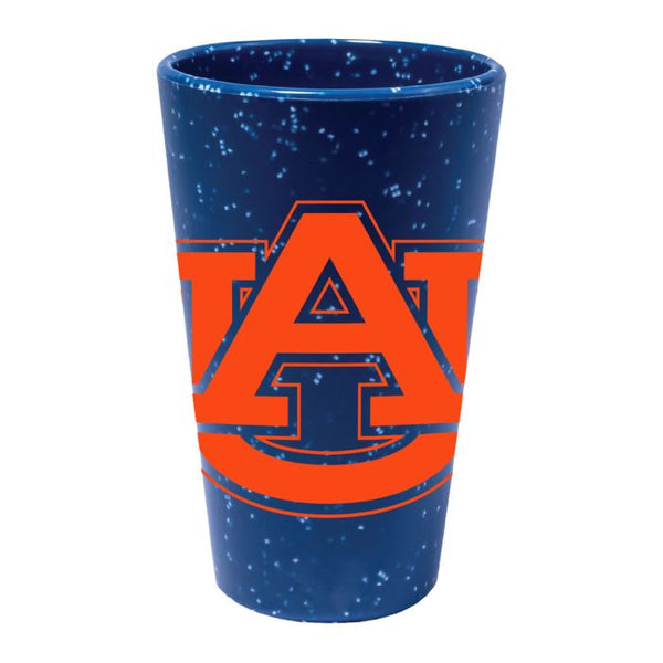 Wholesale-Auburn Tigers BLUE SPECKLE 16 oz Silicone Pint Glass