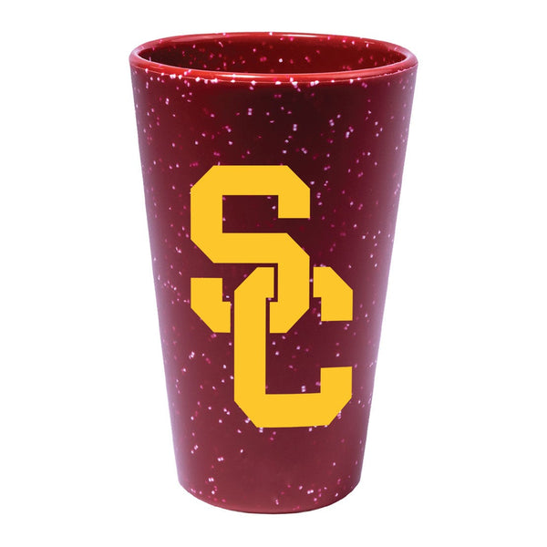 USC Trojans RED SPECKLE 16 oz Silicone Pint Glass