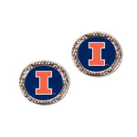 Wholesale-Illinois Fighting Illini Earrings Jewelry Carded Round