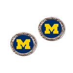 Michigan Wolverines Earrings Jewelry Carded Round