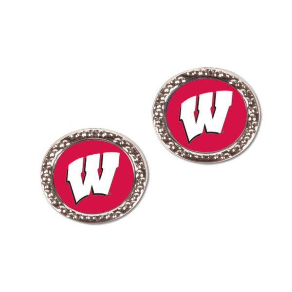 Wholesale-Wisconsin Badgers Earrings Jewelry Carded Round