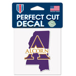Wholesale-Alcorn State Braves STATE SHAPE Perfect Cut Color Decal 4" x 4"