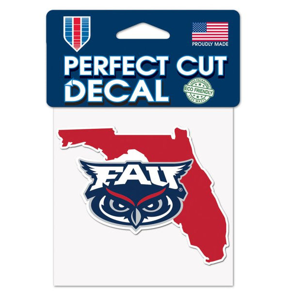 Wholesale-Florida Atlantic Owls STATE SHAPE Perfect Cut Color Decal 4" x 4"