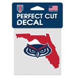 Florida Atlantic Owls STATE SHAPE Perfect Cut Color Decal 4" x 4"