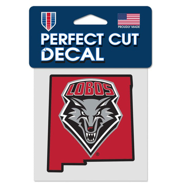 New Mexico Lobos STATE SHAPE Perfect Cut Color Decal 4" x 4"