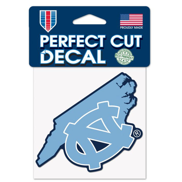 Wholesale-North Carolina Tar Heels STATE SHAPE Perfect Cut Color Decal 4" x 4"