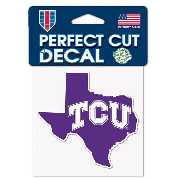 Wholesale-TCU Horned Frogs STATE SHAPE Perfect Cut Color Decal 4" x 4"