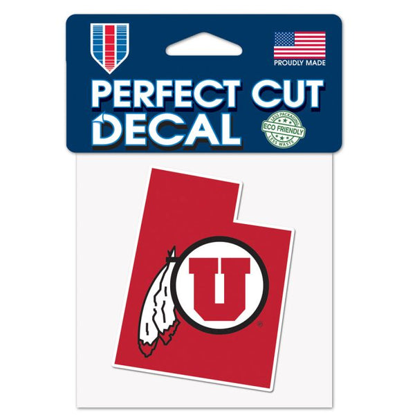 Wholesale-Utah Utes STATE SHAPE Perfect Cut Color Decal 4" x 4"