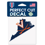 Wholesale-Virginia Cavaliers STATE SHAPE Perfect Cut Color Decal 4" x 4"