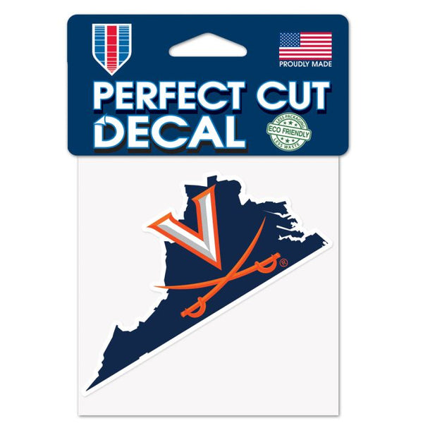 Wholesale-Virginia Cavaliers STATE SHAPE Perfect Cut Color Decal 4" x 4"