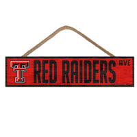 Wholesale-Texas Tech Red Raiders Wood Sign-with Rope 4" x 17"