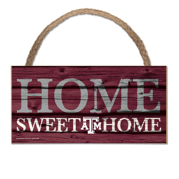 Texas A&M Aggies HOME SWEET HOME Wood Sign w/Rope 5" x 10"