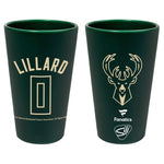 Milwaukee Bucks 16 oz Silicone Pint Glass Damian Lillard