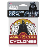 Iowa State Cyclones / Star Wars DARTH VADER Perfect Cut Color Decal 4" x 4"