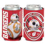 Wholesale-Wisconsin Badgers / Star Wars BB8 Can Cooler 12 oz.