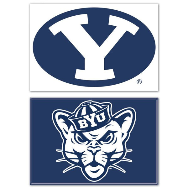 Wholesale-Brigham Young Cougars Rectangle Magnet, 2pack 2" x 3"