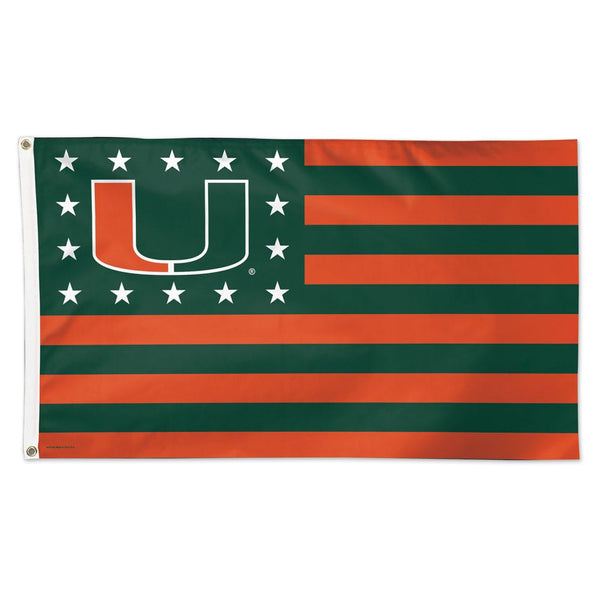 Miami Hurricanes / Stars and Stripes NCAA Flag - Deluxe 3' X 5'