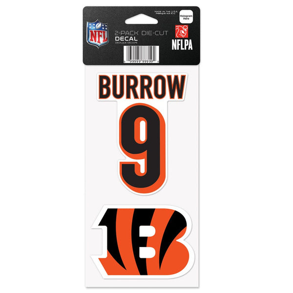 Cincinnati Bengals Perfect Cut Decal Set of two 4"x4" Joe Burrow