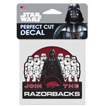 Arkansas Razorbacks / Star Wars Darth Vader Perfect Cut Color Decal 4" x 4"