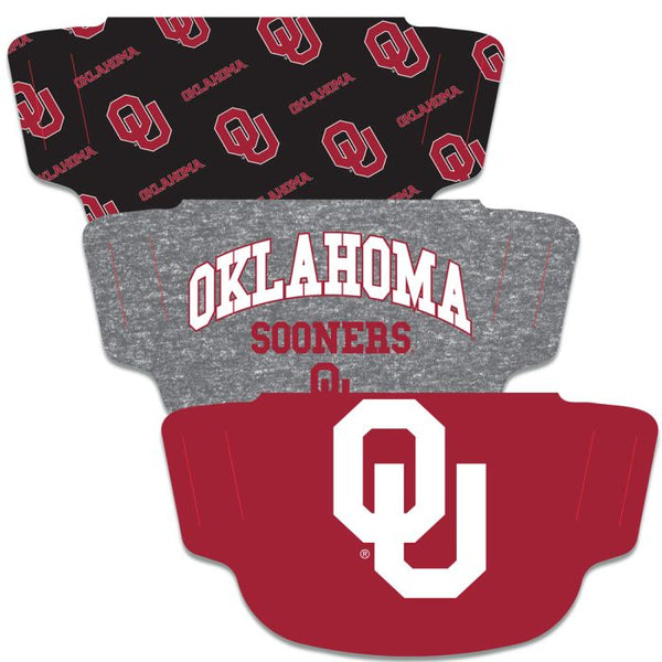 Wholesale-Oklahoma Sooners Fan Mask Face Cover 3 Pack