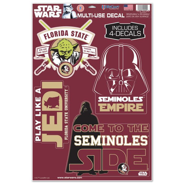 Wholesale-Florida State Seminoles / Star Wars Darth Vader &amp; Yoda Multi-Use Decal 11" x 17"