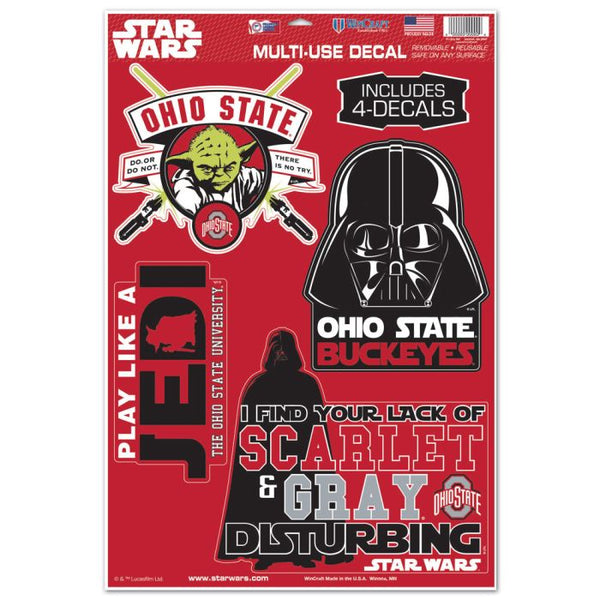 Wholesale-Ohio State Buckeyes / Star Wars Darth Vader &amp; Yoda Multi-Use Decal 11" x 17"