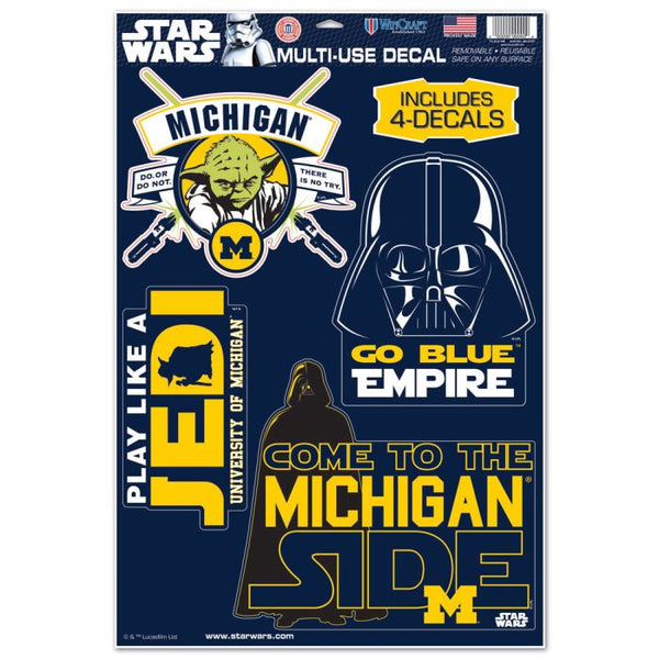 Wholesale-Michigan Wolverines / Star Wars Darth Vader &amp; Yoda Multi-Use Decal 11" x 17"