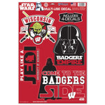 Wholesale-Wisconsin Badgers / Star Wars Darth Vader &amp; Yoda Multi-Use Decal 11" x 17"