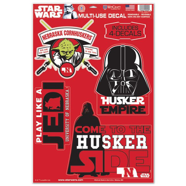 Wholesale-Nebraska Cornhuskers / Star Wars Darth Vader &amp; Yoda Multi-Use Decal 11" x 17"