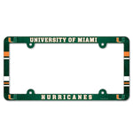Miami Hurricanes Lic Plate Frame Full Color