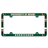 Miami Hurricanes Lic Plate Frame Full Color