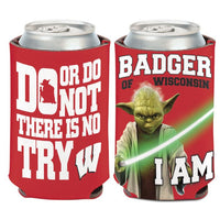 Wholesale-Wisconsin Badgers / Star Wars Yoda Can Cooler 12 oz.