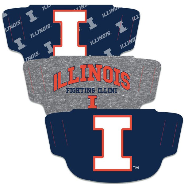 Wholesale-Illinois Fighting Illini Fan Mask Face Cover 3 Pack