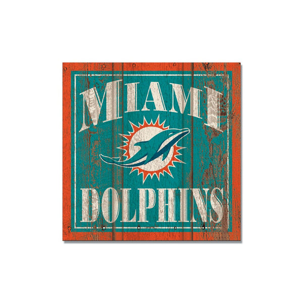 Miami Dolphins Wooden Magnet 3" X 3"