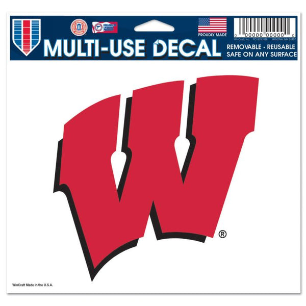 Wholesale-Wisconsin Badgers Multi-Use Decal -Clear Bckrgd 5" x 6"