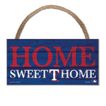 Texas Rangers Wood Sign w/Rope 5" x 10"
