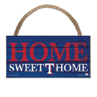 Texas Rangers Wood Sign w/Rope 5" x 10"