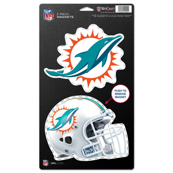 Miami Dolphins 2 Pack Magnets 5" x  9"